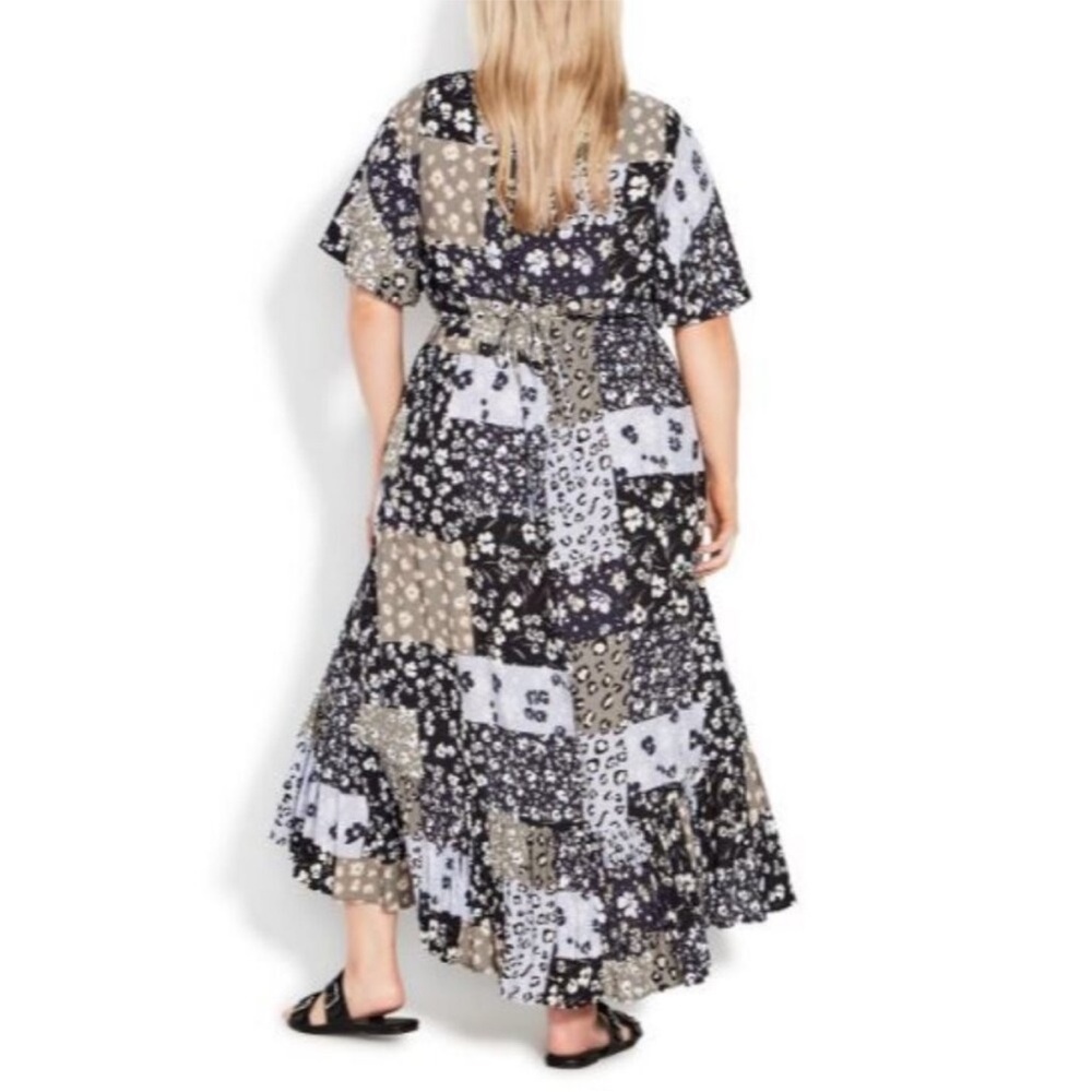 Evans Sasha Patchwork Floral Leopard Button Front… - image 2